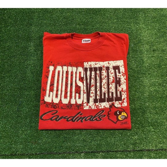 Vintage Louisville Cardinals tshirt large red adult 90s retro splash basketball - Picture 1 of 10